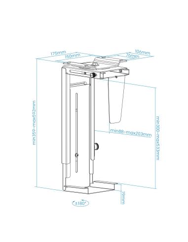 SOPORTE CPU ESCRITORIOPARED NEGRO TOOQ TQMUD01