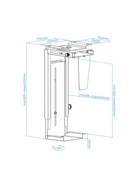 SOPORTE CPU ESCRITORIOPARED NEGRO TOOQ TQMUD01