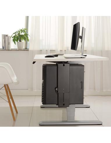 SOPORTE CPU GIRA ALTURA REG DEBAJO ESCRITORIO CON MANGO BLOQUEO AISENS MPC03-201