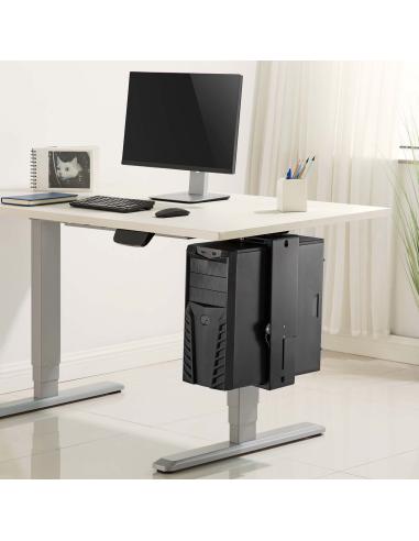 SOPORTE CPU GIRA ALTURA REG DEBAJO ESCRITORIO CON MANGO BLOQUEO AISENS MPC03-201