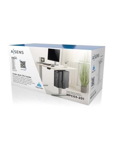 SOPORTE CPU GIRA ALTURA REG DEBAJO ESCRITORIO CON MANGO BLOQUEO AISENS MPC03-201