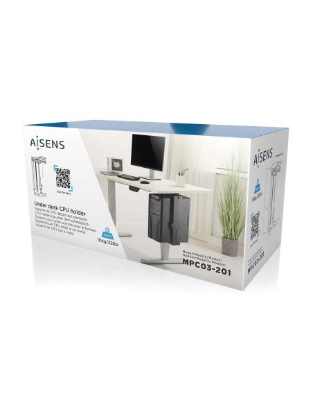 SOPORTE CPU GIRA ALTURA REG DEBAJO ESCRITORIO CON MANGO BLOQUEO AISENS MPC03-201