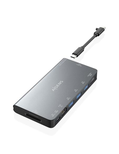 DOCK AISENS 8 EN 1 USB-C A HDMI-RJ45-3USBA-USBC-SD-MICROSD 10CM ASUC-8P015-GR