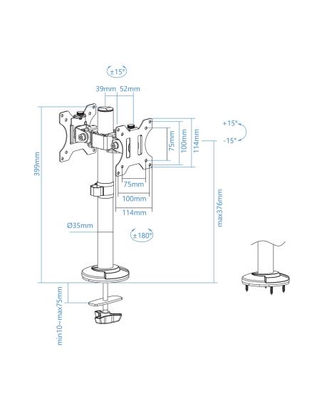 SOPORTE MESA 2 PANTALLAS GIRA INCLI 17-32 NEGRO TOOQ DB1132TN-B