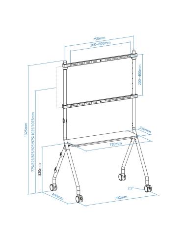 SOPORTE SUELO RUEDAS ILOVE PANTALLAS 49-80 BLANCO TOOQ FS20207M-W