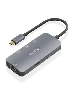 DOCK AISENS USB-C 6 EN 1 USB-C A HDMI-RJ45-3USBA-USBC PD GRIS 15CM ASUC-6P019-GR