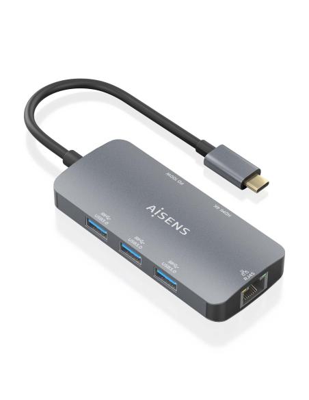 DOCK AISENS USB-C 6 EN 1 USB-C A HDMI-RJ45-3USBA-USBC PD GRIS 15CM ASUC-6P019-GR