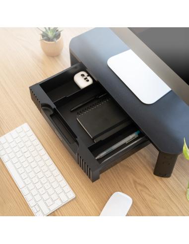 SOPORTE DE MESA MULTIUSOS ELEVADOR CON CAJON NEGRO TOOQ TQMMPD02
