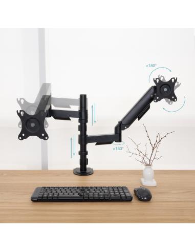 SOPORTE DE MESA MONITORTV GIRA INCLIN 2 BRAZOS 17-32 NEGRO TOOQ DB1533TNR-B