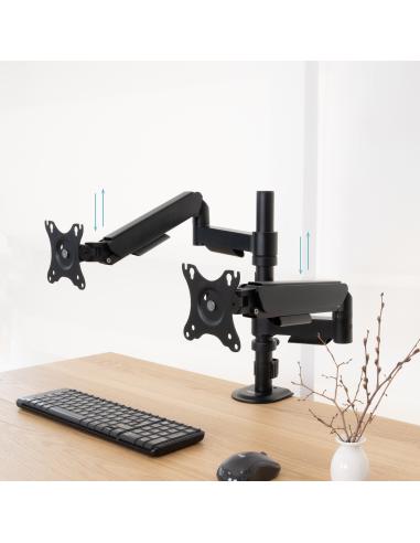 SOPORTE DE MESA MONITORTV GIRA INCLIN 2 BRAZOS 17-32 NEGRO TOOQ DB1533TNR-B