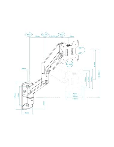 SOPORTE PARED PANTALLAS 13-43 GIRAINCLI NEGRO 1 BRAZO TOOQ LP1334TNR-B