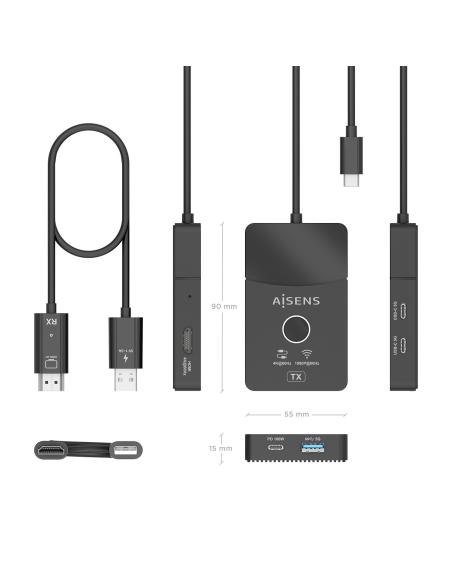 DOCK USBC A HDMI INALAM-HDMI 4K-2USB C-USB A-USBC PD AISENS ASWL-H2KDC30M05-BK