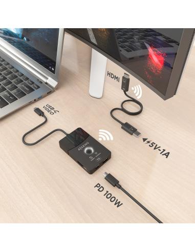 DOCK USBC A HDMI INALAM-HDMI 4K-2USB C-USB A-USBC PD AISENS ASWL-H2KDC30M05-BK