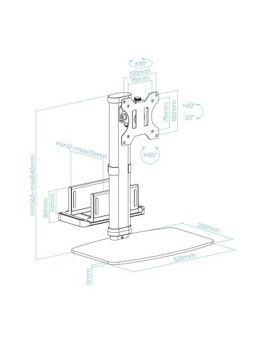 SOPORTE MESA PANT.GIRA INCLIMINI CPU17-27 NEGRO TOOQ DB1128TN-B