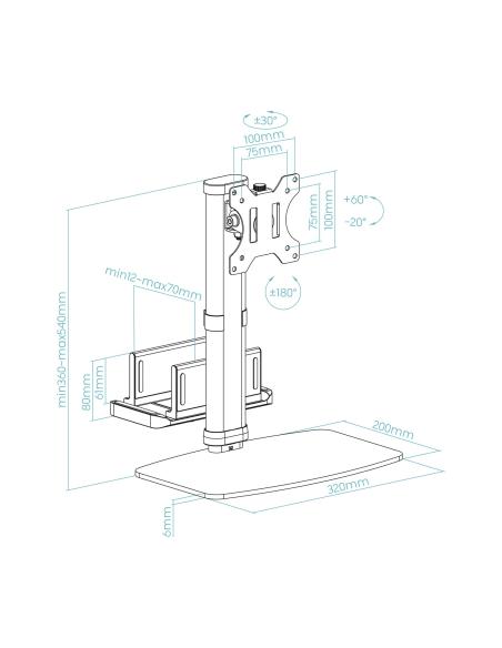 SOPORTE MESA PANT.GIRA INCLIMINI CPU17-27 NEGRO TOOQ DB1128TN-B