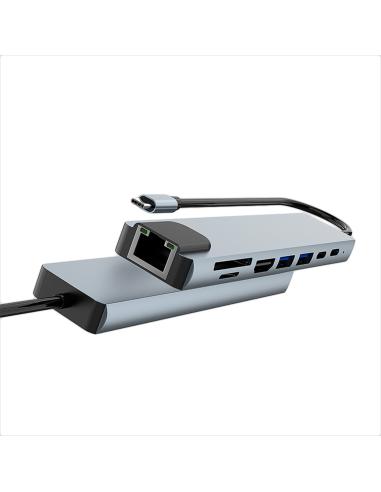 DOCK USB 7 EN 1 C81 ALUMINIO USB-C A HDMI 4K2XUSB-AUSB-CSDMSDRJ45 COOLBOX