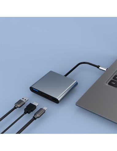 DOCK USB 3 EN 1 C31 ALUMINIO USB-C A HDMI 4KUSB-AUSB-C 3.2 GEN1 PCMAC