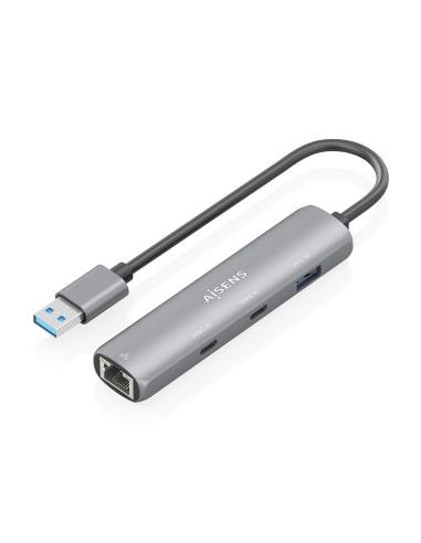 DOCK AISENS USB-A 3.0 A ETHERNET GIGABIT HUB 2USBC 1USBA GRIS 15CM ASUC-4P036-GR