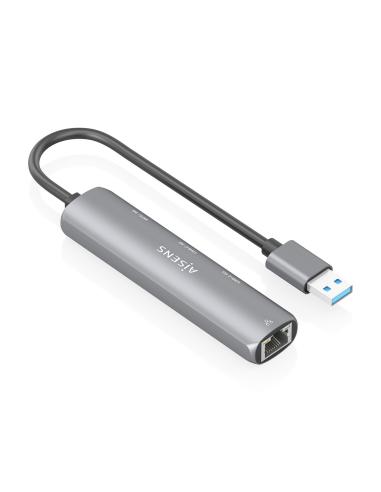 DOCK AISENS USB-A 3.0 A ETHERNET GIGABIT HUB 2USBC 1USBA GRIS 15CM ASUC-4P036-GR