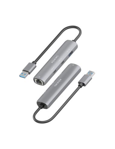 DOCK AISENS USB-A 3.0 A ETHERNET GIGABIT HUB 2USBC 1USBA GRIS 15CM ASUC-4P036-GR