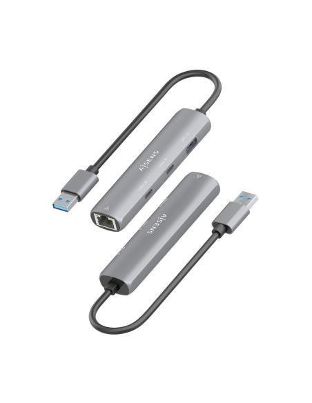 DOCK AISENS USB-A 3.0 A ETHERNET GIGABIT HUB 2USBC 1USBA GRIS 15CM ASUC-4P036-GR