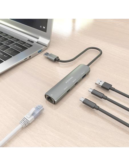 DOCK AISENS USB-A 3.0 A ETHERNET GIGABIT HUB 2USBC 1USBA GRIS 15CM ASUC-4P036-GR
