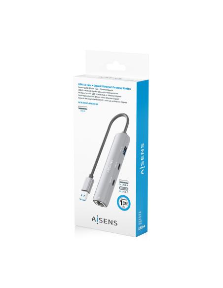 DOCK AISENS USB-A 3.0 A ETHERNET GIGABIT HUB 2USBC 1USBA GRIS 15CM ASUC-4P036-GR