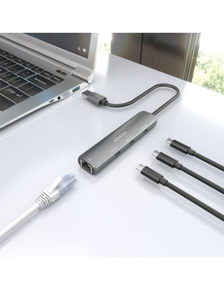 DOCK AISENS USB-A 3.0 A ETHERNET GIGABIT HUB 3 USB-C GRIS 15CM ASUC-4P037-GR