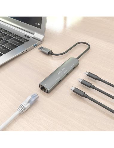 DOCK AISENS USB-A 3.0 A ETHERNET GIGABIT HUB 3 USB-C GRIS 15CM ASUC-4P037-GR