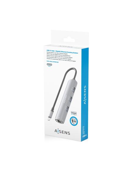 DOCK AISENS USB-C A ETHERNET GIGABIT HUB 3 USB-A GRIS 15CM ASUC-4P038-GR