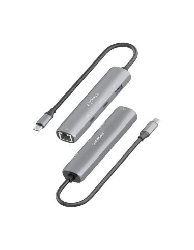 DOCK AISENS USB-C A ETHERNET GIGABIT HUB 2 USB-C 1 USB-A GRIS 15CM ASUC-4P040-GR