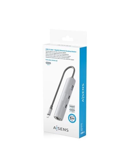 DOCK AISENS USB-C A ETHERNET GIGABIT HUB 2 USB-C 1 USB-A GRIS 15CM ASUC-4P040-GR