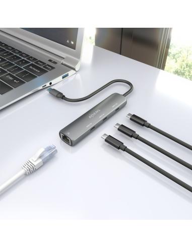 DOCK AISENS USB-C A ETHERNET GIGABIT HUB 3 USB-C GRIS 15CM ASUC-4P041-GR