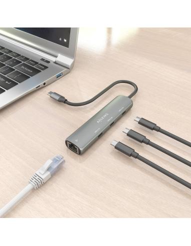 DOCK AISENS USB-C A ETHERNET GIGABIT HUB 3 USB-C GRIS 15CM ASUC-4P041-GR