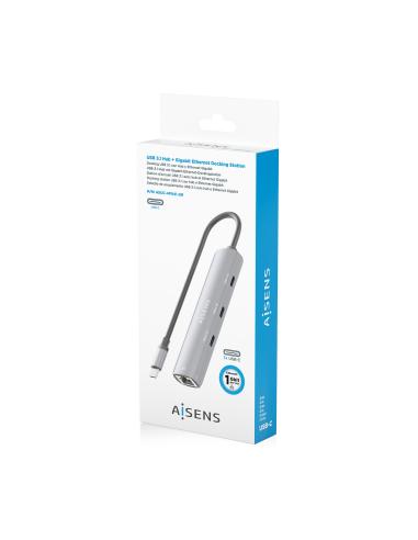 DOCK AISENS USB-C A ETHERNET GIGABIT HUB 3 USB-C GRIS 15CM ASUC-4P041-GR