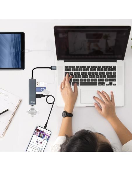 HUB USB NANOCABLE 4 USB 3.0. USB-AM-USB 3.0H GRIS 10 CM 10.16.4402
