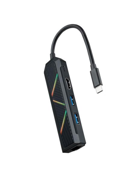 HUB USB-C NANOCABLE 2XUSB-AUSB-C CARGAHDMIRJ45 10.16.0501