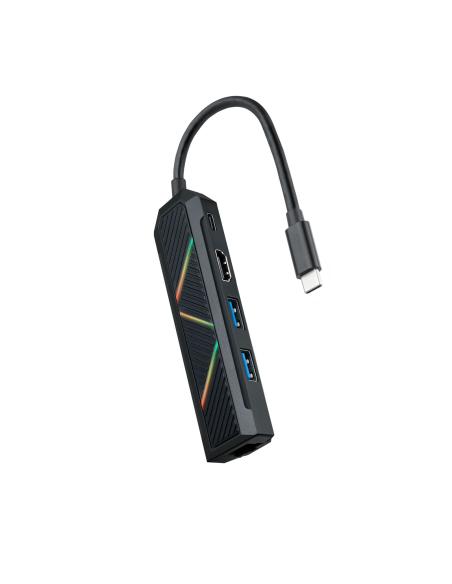HUB USB-C NANOCABLE 2XUSB-AUSB-C CARGAHDMIRJ45 10.16.0501
