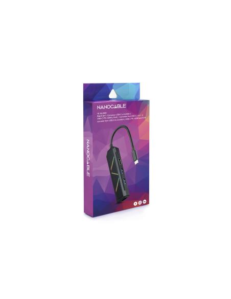 HUB USB-C NANOCABLE 2XUSB-AUSB-C CARGAHDMIRJ45 10.16.0501