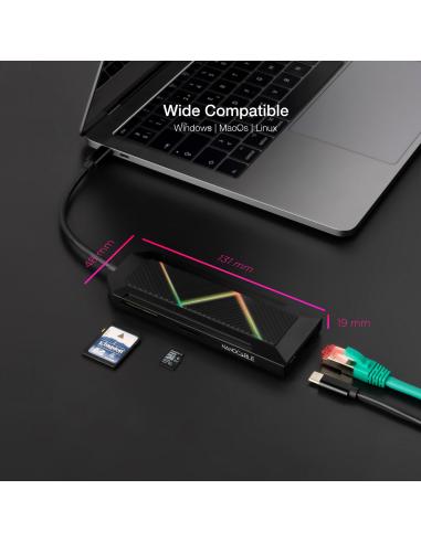 HUB USB-C NANOCABLE 3XUSB-AUSB-C CARGAHDMIRJ45TFSDAUDI 10.16.0901