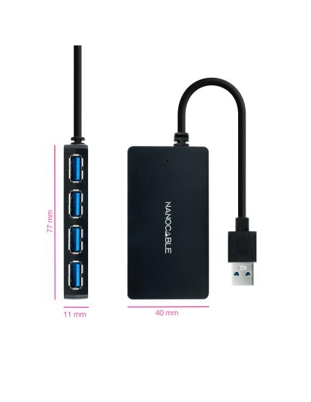 HUB USB 3.0 4XUSB3.0 USB-AM-USB3.0H NEGRO 15 CM NANOCABLE 10.16.4403