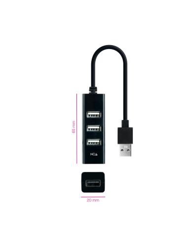 HUB USB 2.0 4XUSB2.0 USB-AM-USB2.0H NEGRO 15 CM NANOCABLE 10.16.4404