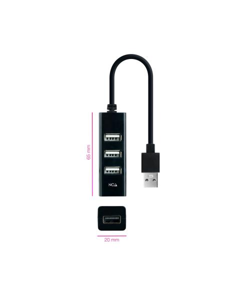 HUB USB 2.0 4XUSB2.0 USB-AM-USB2.0H NEGRO 15 CM NANOCABLE 10.16.4404