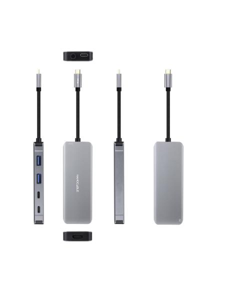 HUB USB-C 2XUSB-A2XUSB-CHDMIUSB-C PD 100W GRIS NANOCABLE 10.16.1006