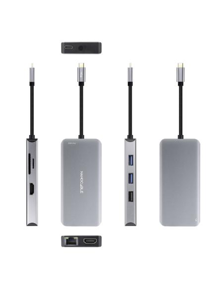 HUB USB-C 3XUSB-A2XHDMIRJ45TFSDUSB-C PD 100W NANOCABLE 10.16.1009
