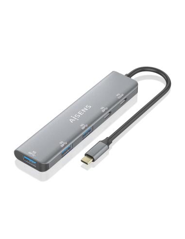 HUB USB 3.2 GEN1 5G USBC-M-1USBC PD-USBC-H-3XUSBA-H GRIS 15CM AISENS A109-0857