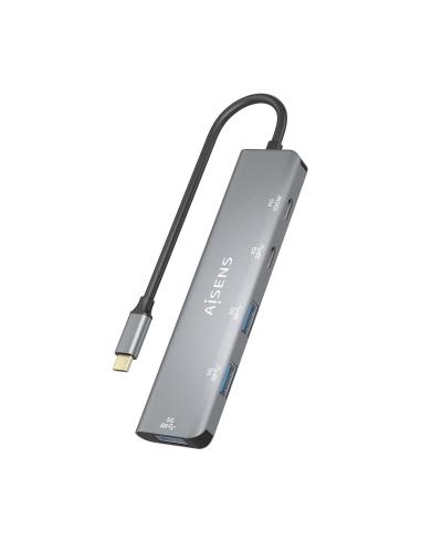 HUB USB 3.2 GEN1 5G USBC-M-1USBC PD-USBC-H-3XUSBA-H GRIS 15CM AISENS A109-0857