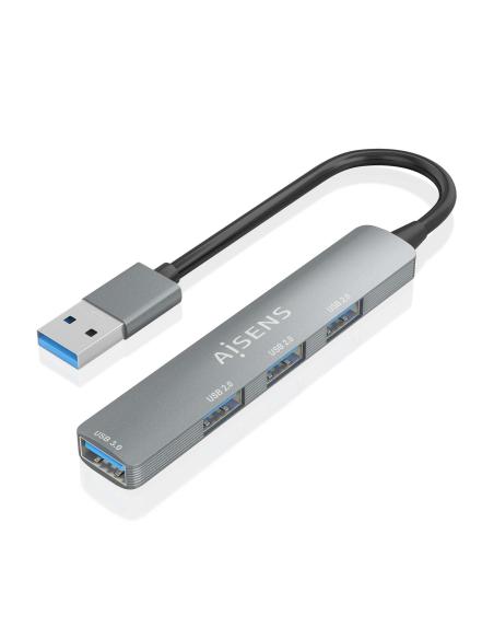 HUB USB 3.0 ALUMINIO 1XUSB3.0 A H3XUSB2.0 A H GRIS 10CM AISENS A106-0859