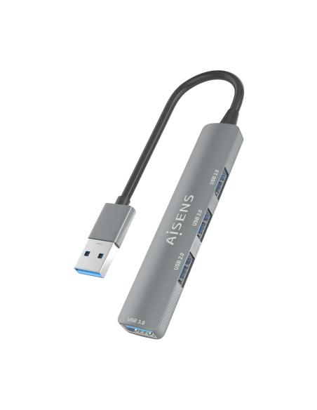 HUB USB 3.0 ALUMINIO 1XUSB3.0 A H3XUSB2.0 A H GRIS 10CM AISENS A106-0859