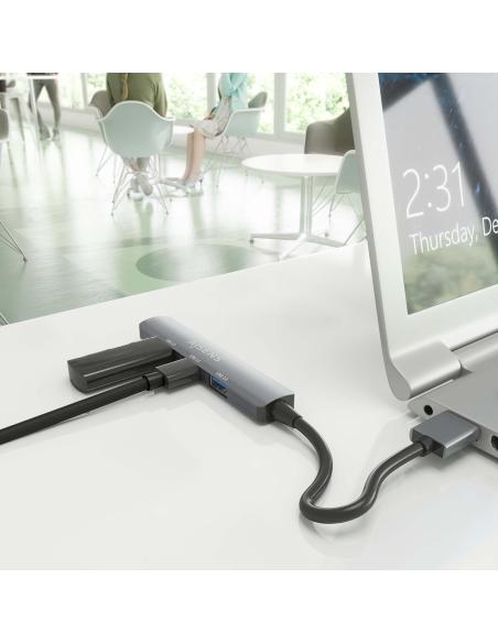 HUB USB 3.0 ALUMINIO 1XUSB3.0 A H3XUSB2.0 A H GRIS 10CM AISENS A106-0859